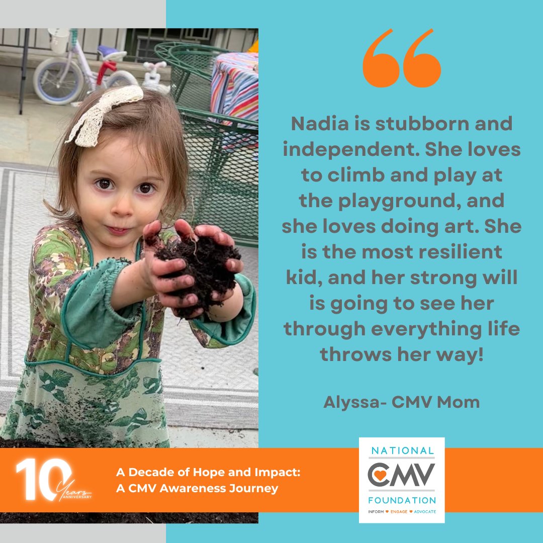 Say hi to Nadia! She is 2 ½ years old and representing our #FacesOfCMV today! 

#StopCMV #CMVAwareness #HopeAndImpact