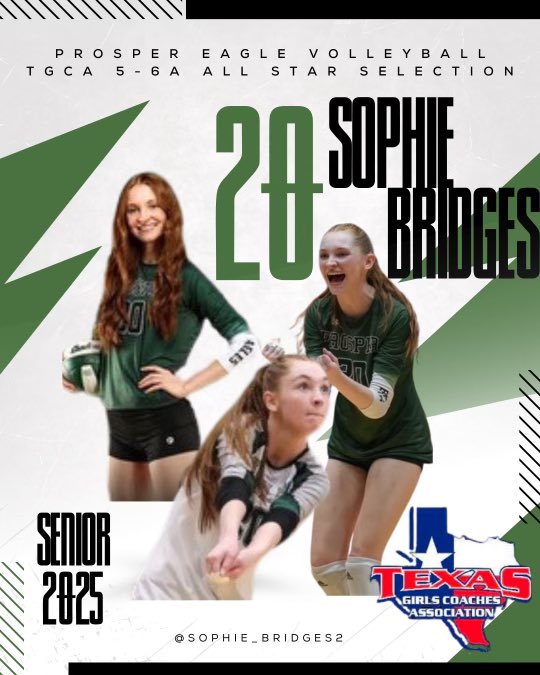 Come out and support our very own Hannah Beauford &amp; Sophie Bridges in the TGCA 5-6A Red All-Star Team!! Tonight @ 7PM at Arlington Seguin HS 🦅💚