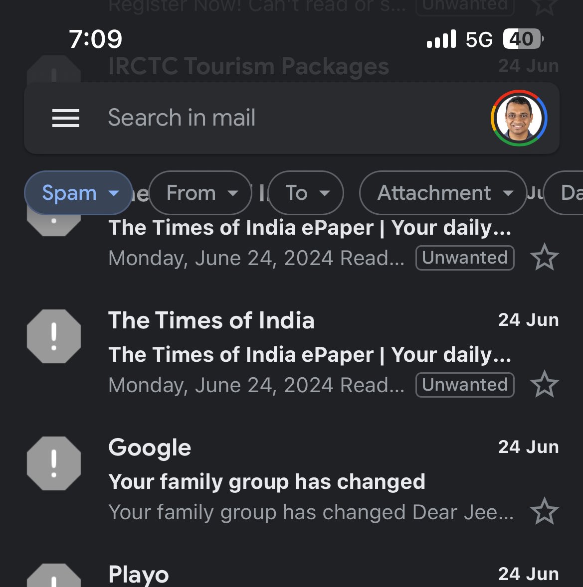 jeetuash's tweet image. A sign of the times ! Google is marking its own emails as spam