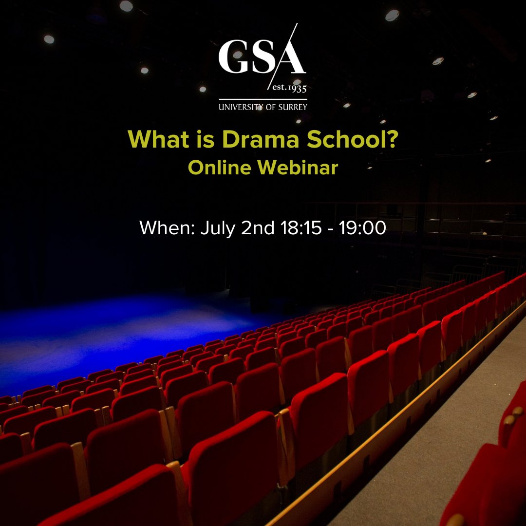 We're hosting a free online webinar suitable for prospective UG students and their families to ask any questions you may have about drama school. To book, follow the link below: gsauk.org/events/51001AR…