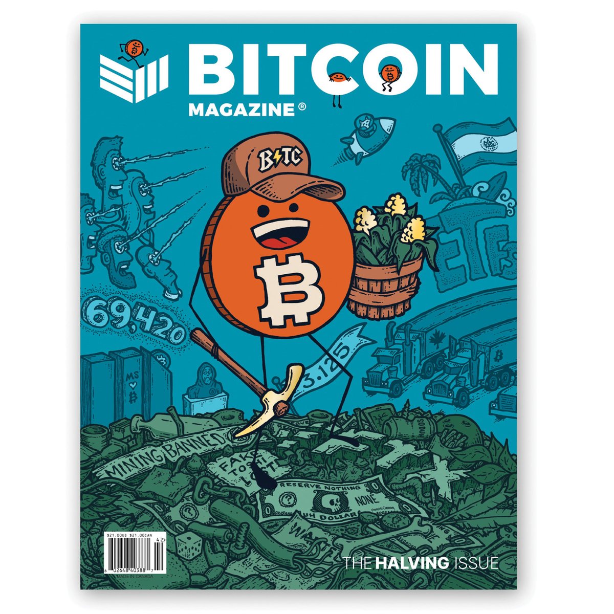 I made the cover art for the latest issue of Bitcoin Magazine — The Halving  Issue! The issue is shipping now.