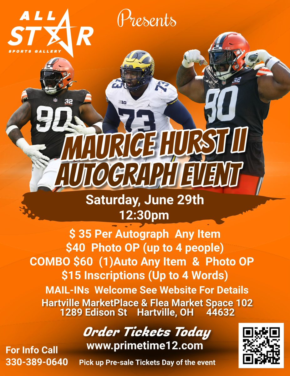 Cleveland Sports Memorabilia (@clememorabilia) on Twitter photo Browns Autograph Signing Event in Hartville, OH!
Meet Cleveland Browns
<a href="/denzelward/">Denzel Ward</a> & <a href="/mohurstjr/">Maurice Hurst II</a>
Check out <a href="/PTSports12/">Prime Time Sports & Framing</a> for tickets
PrimeTime12.com
#clevelandbrowns #dawgs Browns Autograph Signing Event in Hartville, OH!
Meet Cleveland Browns
<a href="/denzelward/">Denzel Ward</a> & <a href="/mohurstjr/">Maurice Hurst II</a>
Check out <a href="/PTSports12/">Prime Time Sports & Framing</a> for tickets
PrimeTime12.com
#clevelandbrowns #dawgs