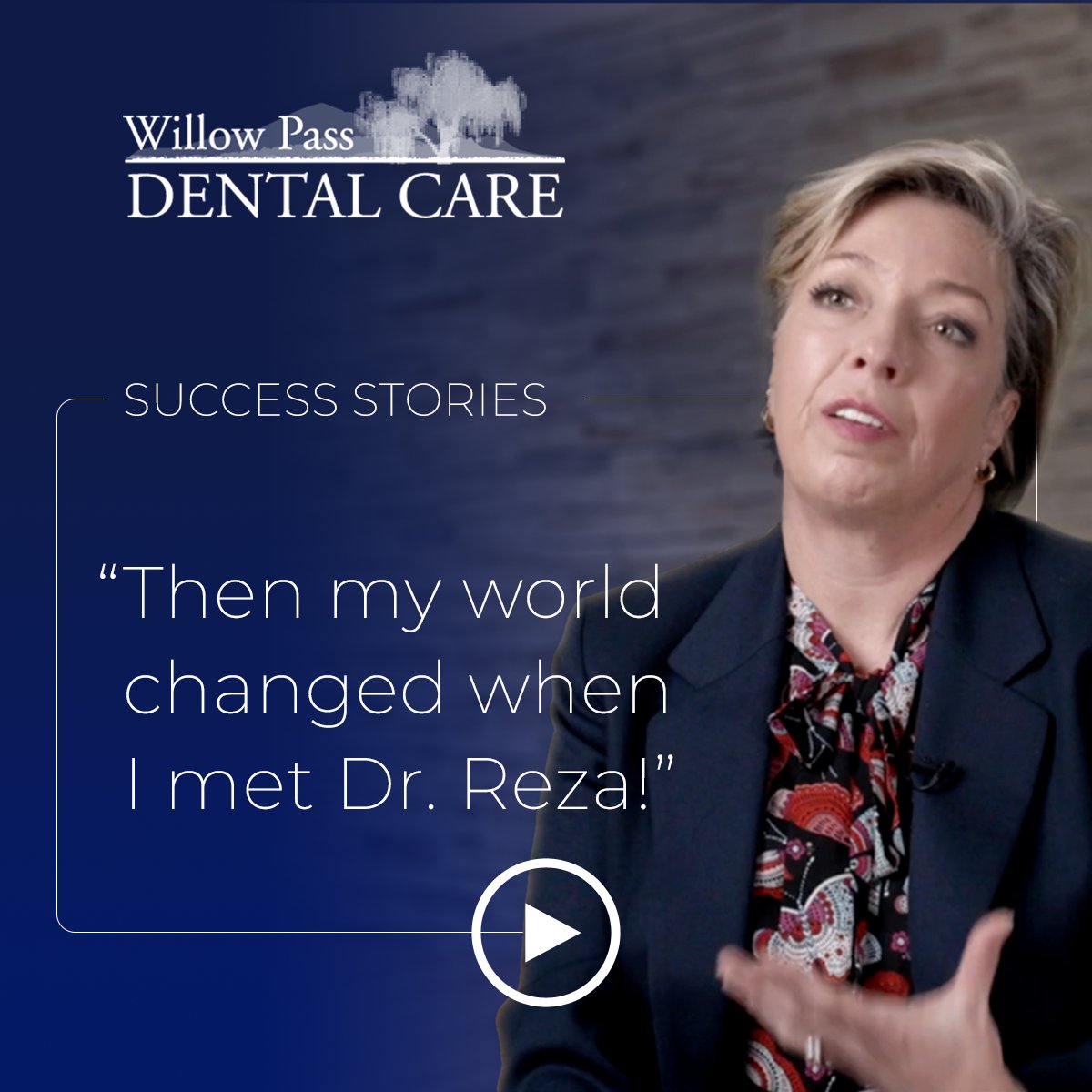 "I had almost given up hope. Then my world changed when I met Dr. Reza!" Watch this powerful video.

bit.ly/2WmtKM3

#AllOn4DentalImplants #DentalImplants #DrRezaKhazaie #Prosthodontist #WillowPassDentalCareConcordCA #CosmeticDentistry