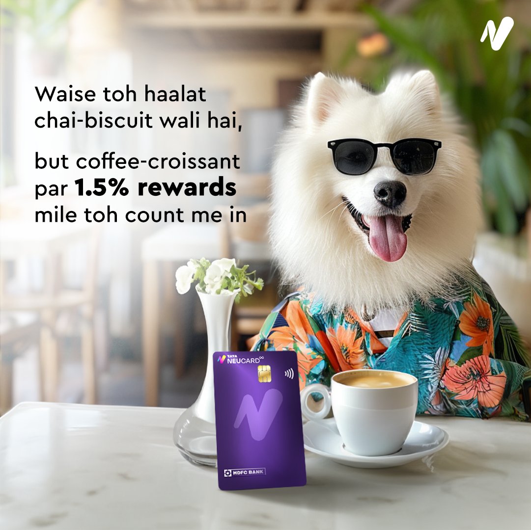 tata_neu's tweet photo. Waise toh weekend plans ghar pe hi bante hain, but agar NeuCard pe 10% savings hai to count me in. 🏖️

Apply now - https://t.co/809F5Aptie

#TataNeu #TataNeuHDFCBankCreditCard #NeuCard #Rewards #Benefits https://t.co/PrC0iAOJle