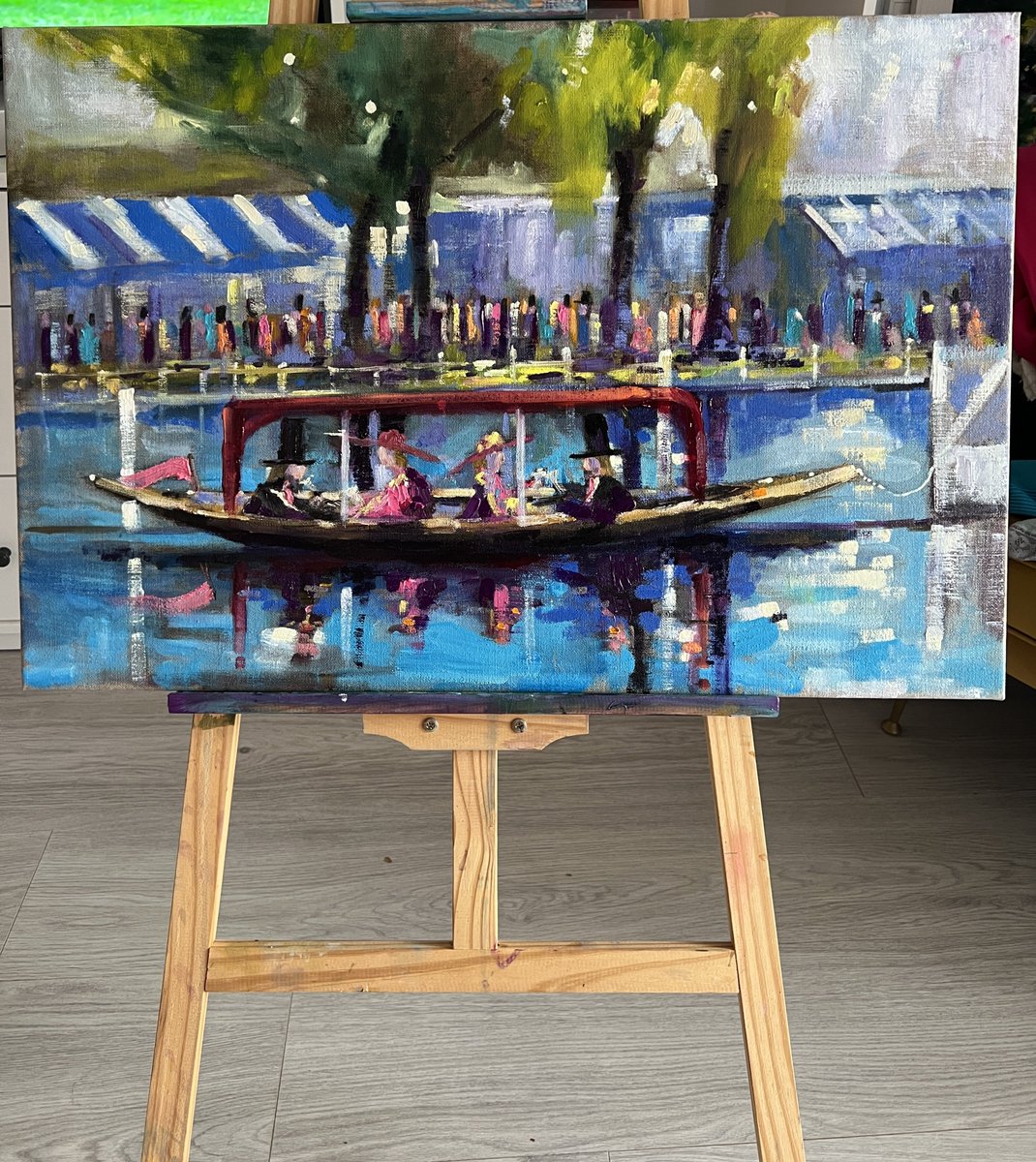 “Usual seats”
My final painting for Henley Royal Regatta”.
Oil paint on linen. 
#henleyroyalregatta #tophats