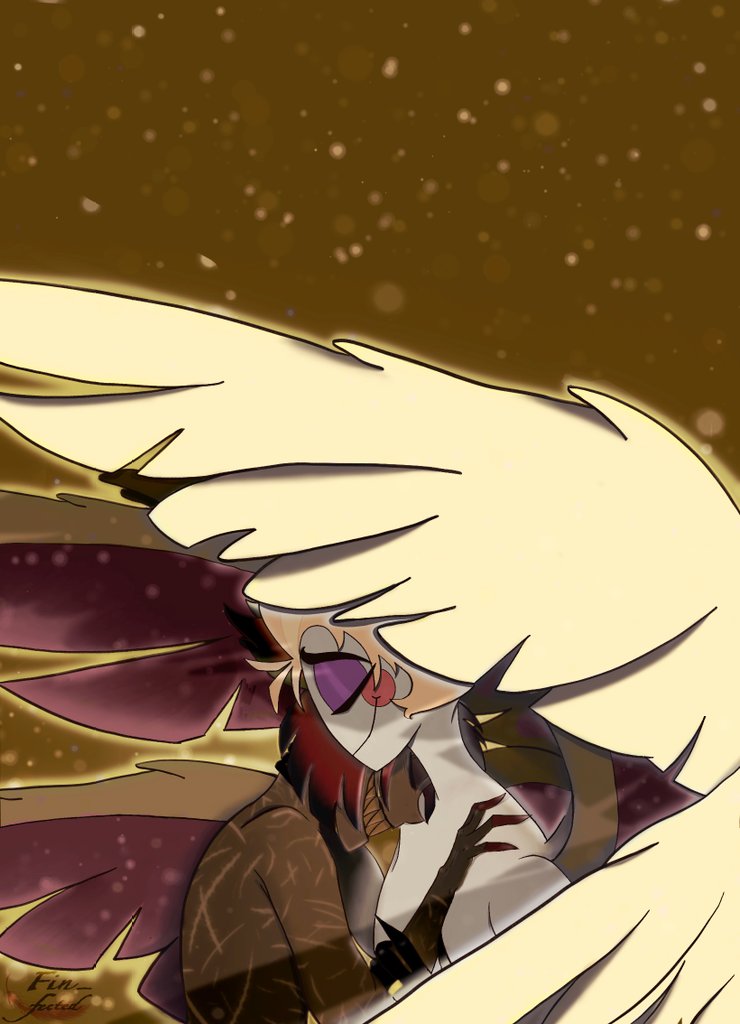 I had the urge to make a version without the looming dread above their heads, so have a fluffy #radioapple ❤️ They deserve to be happy!

(I also forgot the wing shadow in the other pic 🙈)

#Hazbinbinhotel #hazbinhotelfanart #hazbinhotelLucifer #hazbinhotelAlastor #appleradio