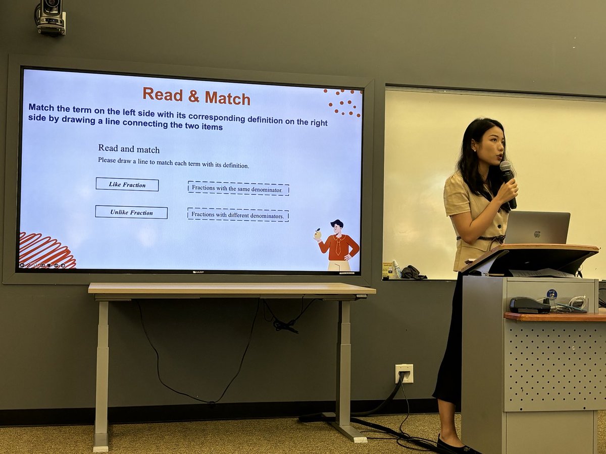 At #MCLS2024 and Xin Lin shares some of the materials from her fraction intervention with a focus on vocabulary. She learned that these activities increased the math vocabulary knowledge of students in Grade 4.