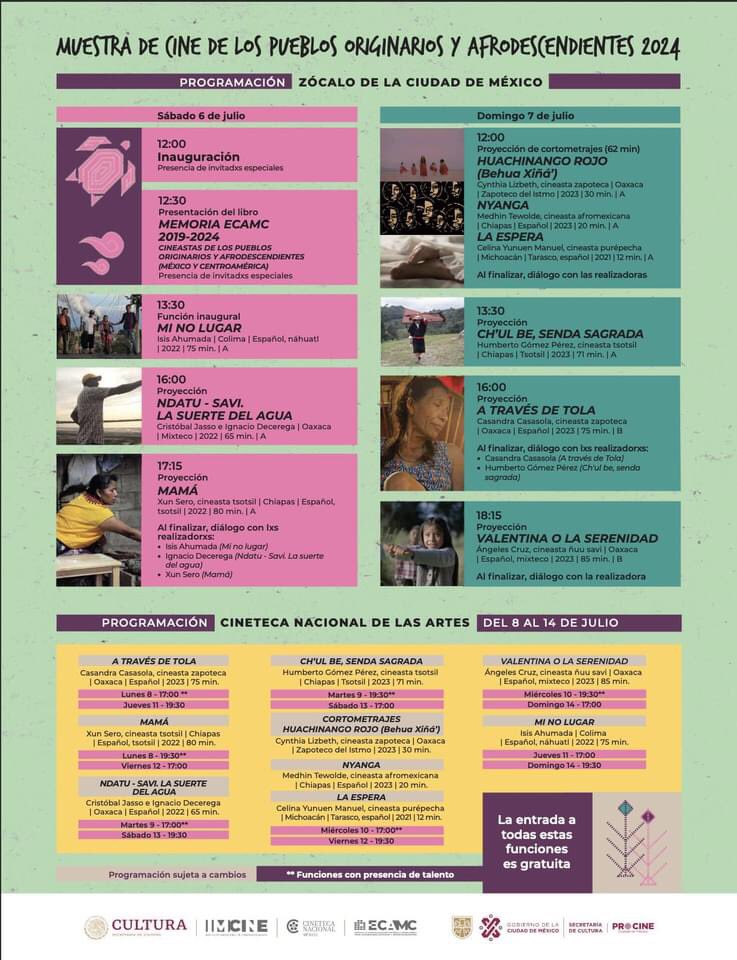 ❤️ ¡Películas de pueblos originarios y afrodescendientes en el Zócalo de CDMX y en Cineteca Nacional de las Artes!

Títulos que han formado parte de la Gira Ambulante se proyectarán de manera gratuita del 6 al 14 de julio.

✨Organiza <a href="/imcine/">IMCINE</a>, <a href="/procine_oficial/">PROCINECDMX 🎥</a> y <a href="/CinetecaMexico/">Cineteca Nacional</a>👇🏽