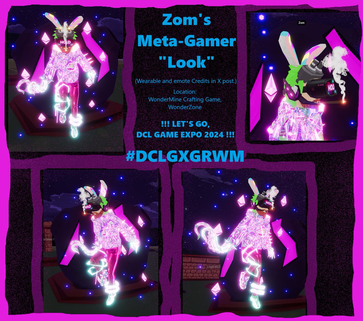 My DCL Game Expo Outfit:
#DCLGXGRWM <a href="/decentraland/">Decentraland</a> <a href="/tangpoko/">Tangpoko</a>

Facial Hair - Zom's Beard v2.3 <a href="/FabeeoBreen/">FabeeoBreen</a>
Upper Body - The Belafonte <a href="/KrakenTeach/">krakenteach</a>
Lower Body - Pink Leather Punk Pants <a href="/RoustanNFT/">Roustan</a>
Top Head - Pink Diamonds &amp; Blue Sugar <a href="/TrickStarETH/">TrickStar.eth🕸️³</a> 

... more below ...