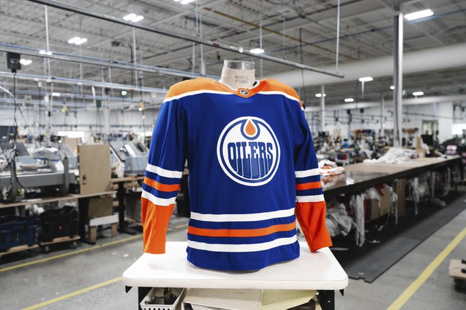 The new Oilers Fanatics Authentic Pro on-ice uniforms.
