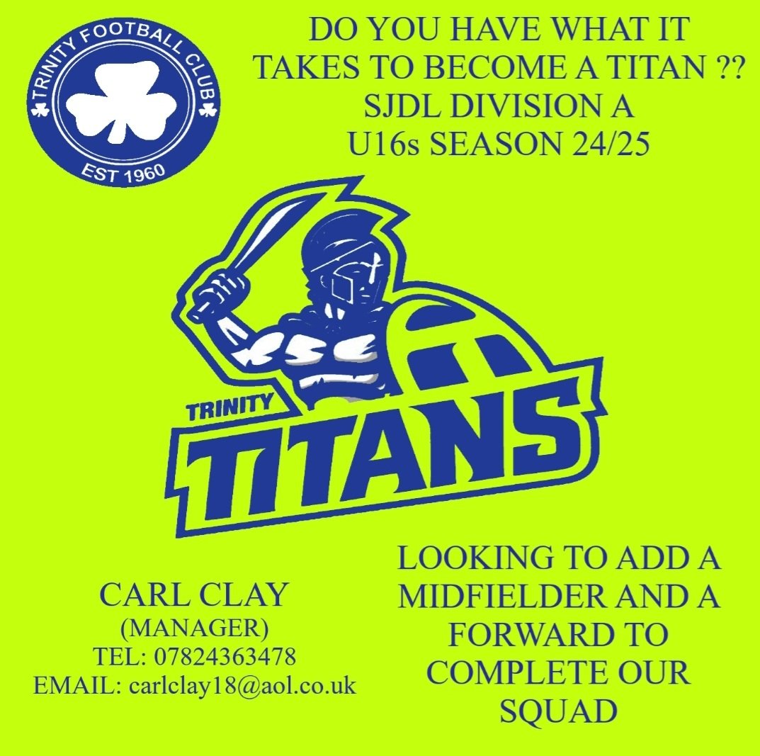 Carl1889Clay's tweet photo. Come and become a Titan @TrinityFC_Essex @playerswanteduk https://t.co/yKyrasMiCm