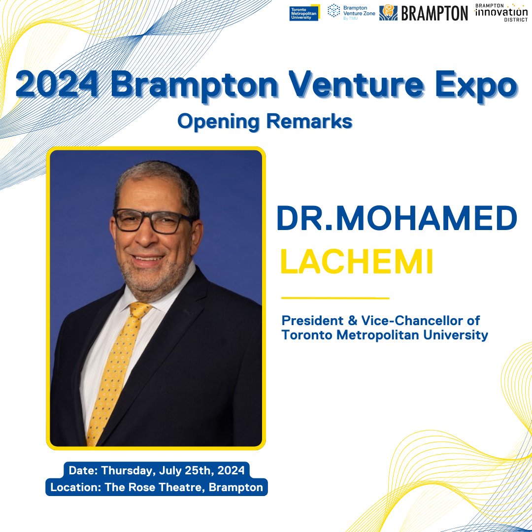 We are delighted to announce that President Mohamed Lachemi will offer opening remarks at the 2024 Brampton Venture Expo to begin the event on an inspiring note! #bramptonmade

Don't miss out on President Lachemi’s opening remarks! Secure your FREE ticket: eventbrite.ca/e/brampton-ven…