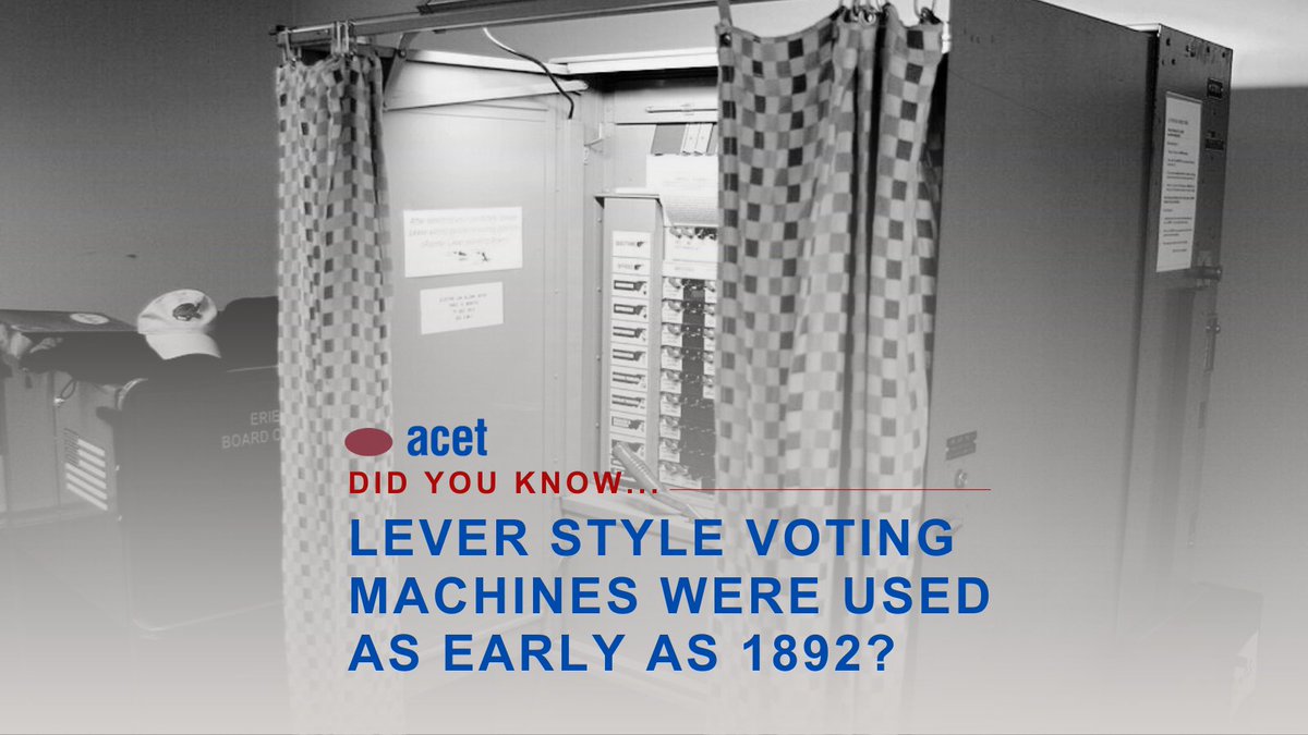 ACET_Tech's tweet image. Did you know the first standardized voting machine was introduced in the 1890s? It featured a privacy curtain and mechanical levers for voting. #ElectionTech #VotingHistory