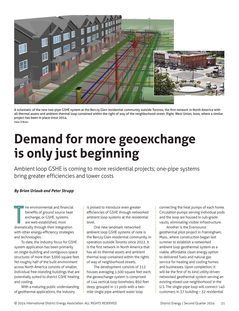 Brian Urlaub and Peter Strupp are featured in the latest issue of District Energy Magazine sharing how ambient loop GSHE is coming to more residential projects with one-pipe systems bringing greater efficiencies and lower costs. Read the article: 
bit.ly/3RHvhZk