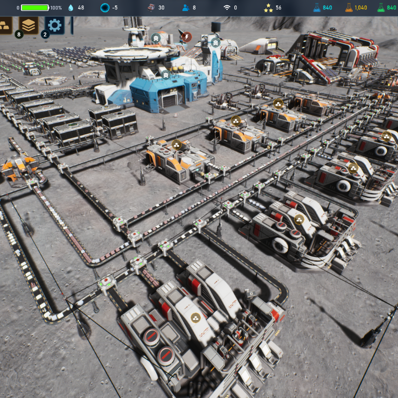 TheCrustGame's tweet photo. A lunar factory-building simulator with a focus on automation: The Crust