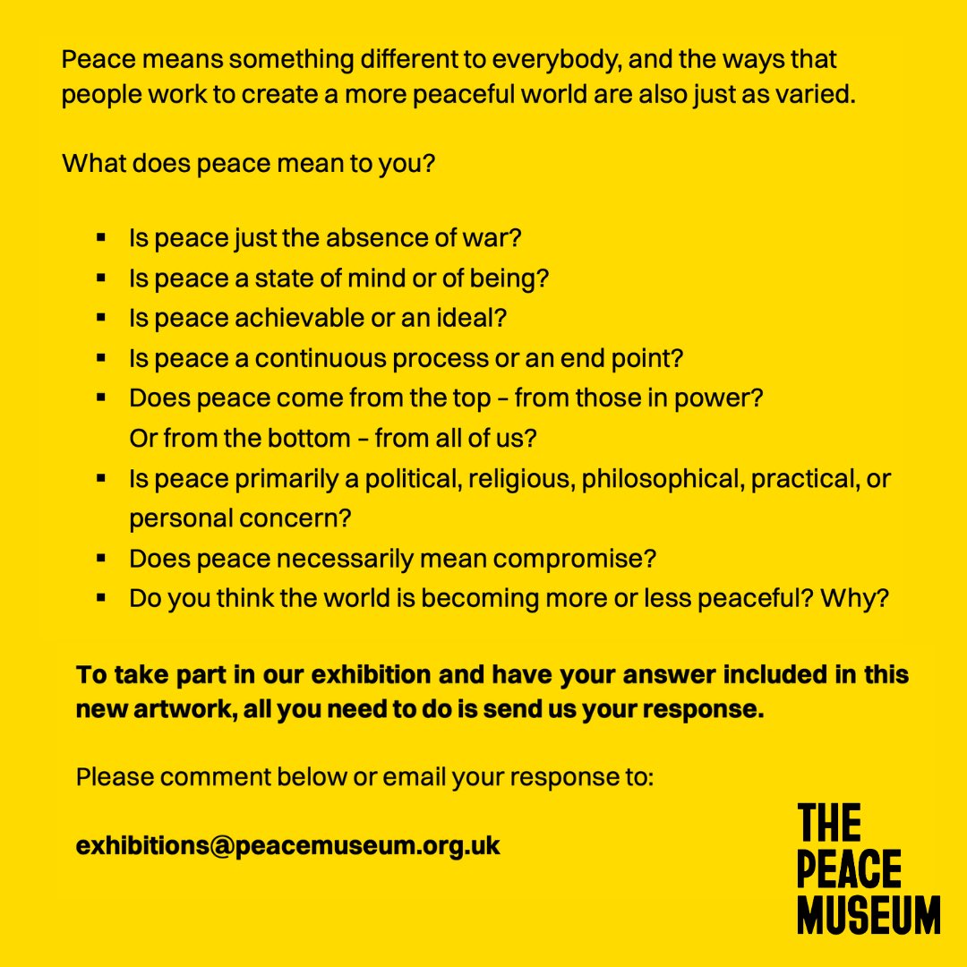Be involved in our new temporary exhibition: all you need to do is get in touch with us and tell us what peace means to you 💭