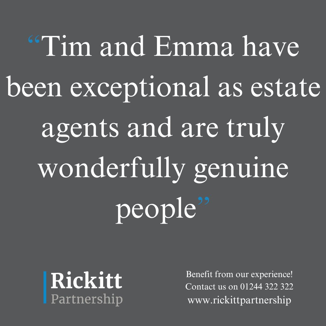 Looking for a personal and professional estate agent to sell your home? Genuine feedback from a client. Please contact Tim or Emma on 01244 322 322 or tim@rickittpartnership.co.uk rickittpartnership.co.uk #estateagent