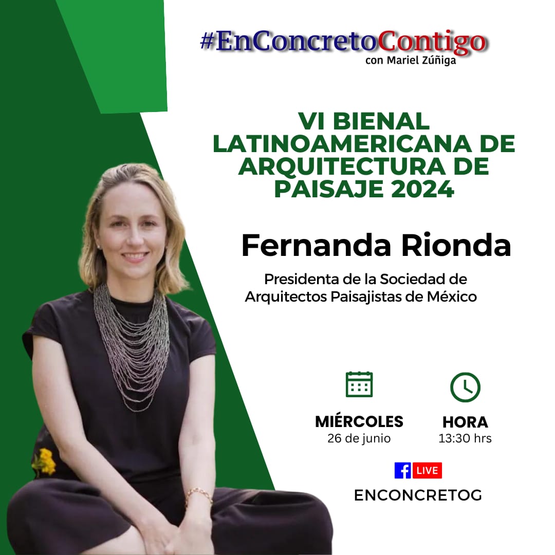 enconcreto's tweet photo. 🔴Hoy #miércoles sigue la transmisión de #EnConcretoContigo a las 13:30 hrs. nos acompaña Fernanda Rionda (@jardsustentable), presidenta de la Sociedad de Arquitectos Paisajistas de México  (#SAPmx ) presenta los pormenores de la  6ª Edición de la #Bienal Latinoamericana de #Arquitectura de Paisaje dirigida a expertos en la arquitectura de paisaje . ¡Tienes hasta el 11 de julio para inscribir tu #proyecto e iniciativas de paisajismo! 

 📢 Súmate #ENVIVO ➡️ https://t.co/pyV6hE8yse