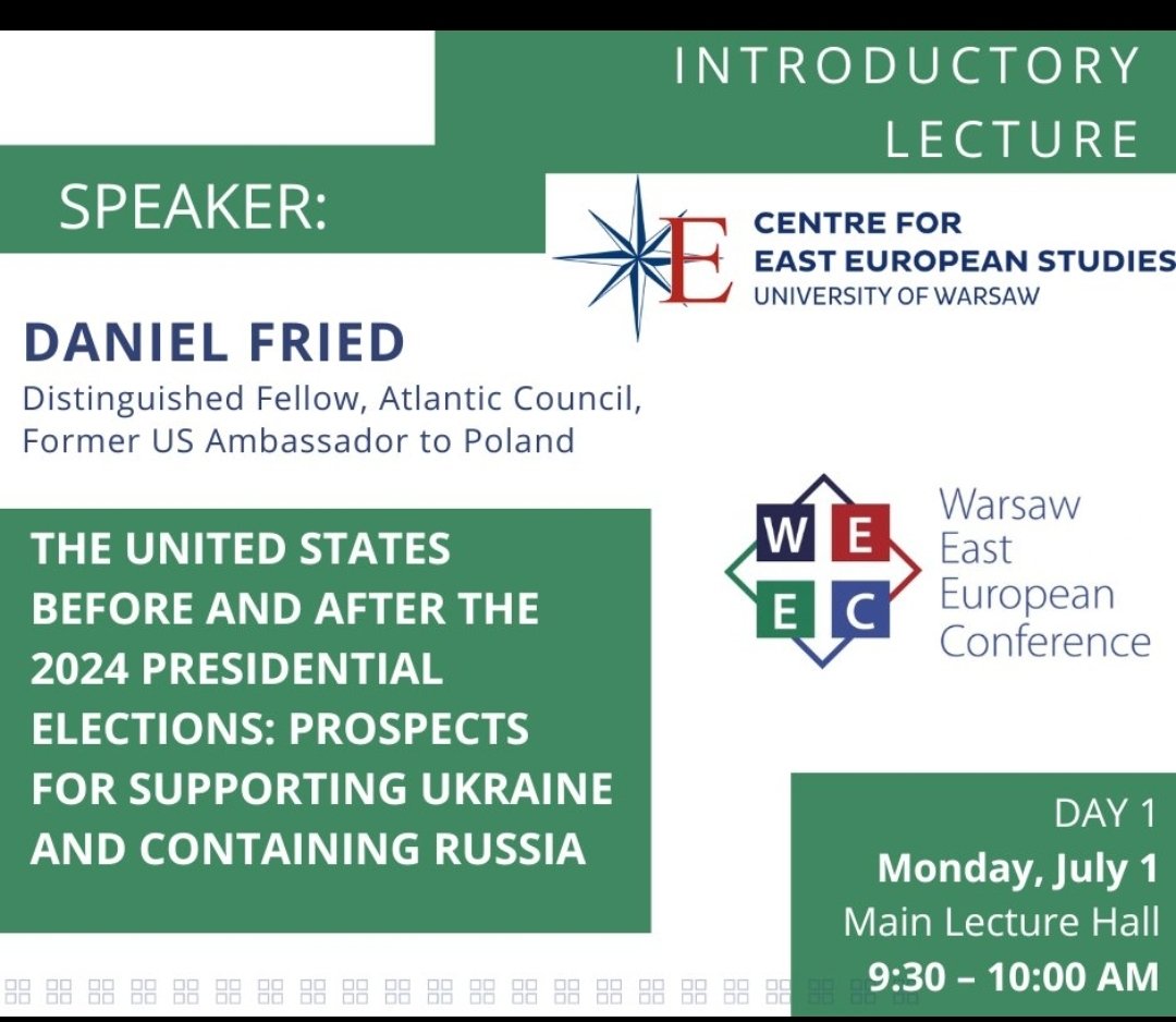 SEW_UW's tweet photo. W poniedziałek 1 lipca rozpoczyna się trzydniowa #WEEC Warsaw East European Conference zorganizowana przez @SEW_UW.

Stara biblioteka, @UniWarszawski.
Agenda i rejestracja https://t.co/HdAlY0afSQ
Zapraszamy! https://t.co/CeWLilNUGA