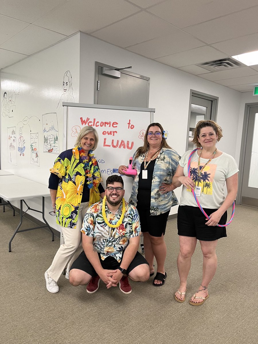 Frugina's tweet photo. Who doesn’t like a Luau at the office!? Good food, fun, and the clothes!!  Love the spirit of our Contact Centre team. #TheGoodInBanking ⁦@alternasavings⁩ https://t.co/PUJZUu2iaH