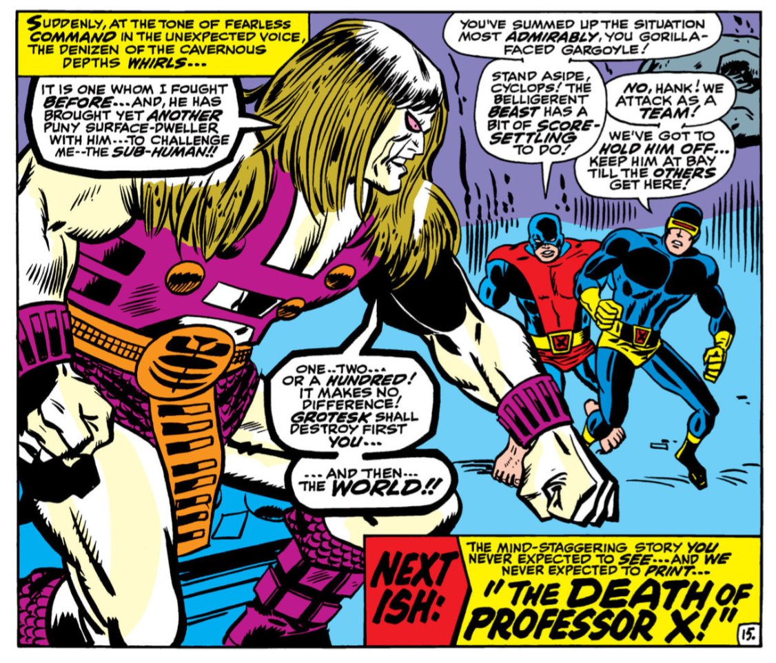 HaikuComic's tweet photo. X-Men Haiku 44
X-Men v1 #41
"Now Strikes the...Sub-Human!"
February, 1968 

Nuclear mishaps
Cellar dwellers awakens
Reckoning is due 

Credits:
W: Roy Thomas
A: Don Heck/George Tuska
Cvr: Don Heck/George Tuska 

#XMen #XTwitter

1/2 https://t.co/jcU02r7EpN