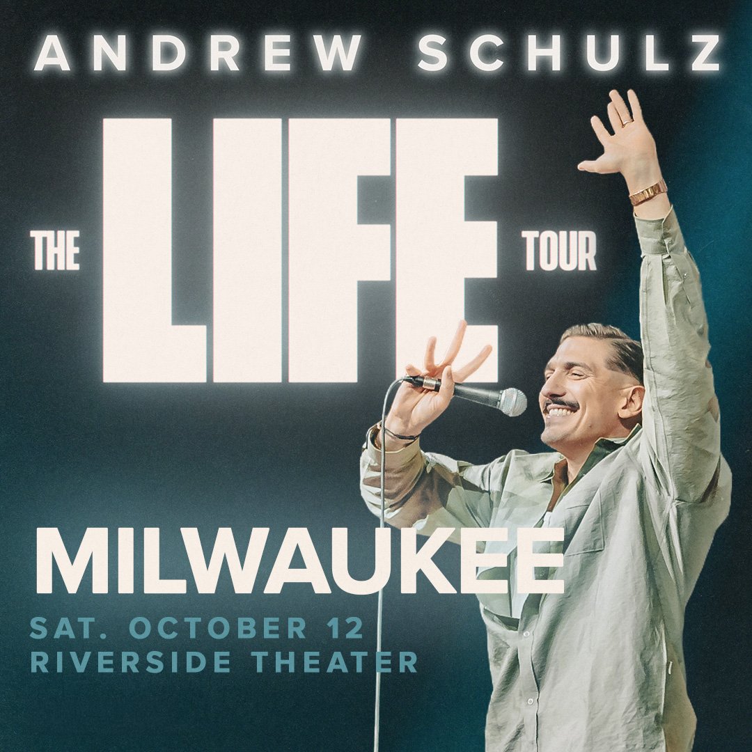 PabstTheaterGRP's tweet image. JUST ANNOUNCED: @AndrewSchulz brings his hilarious "The Life Tour" to Riverside Theater this fall! Prepare to be captivated by his unapologetic humor on October 12th! 21+ Only.

eMember presale starts Thursday, June 27th at 12PM with password SUMMER ➤ bit.ly/SHULZMKE24