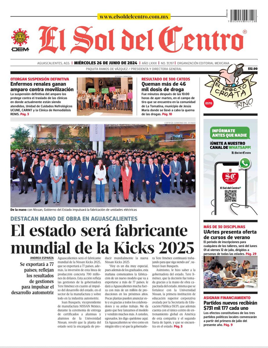 ElSoldelCentro_'s tweet photo. 🌞 ¡Buenos días! Nuestra portada de #ElSolDelCentro para hoy miércoles 🗞️✨ https://t.co/OusBWwOd5g https://t.co/P9Ibg9R452