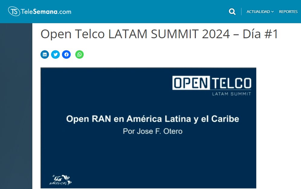 5GA_Brasil's tweet image. #EstáComeçando a conferência “Adoção e avanços do Open RAN na América Latina e Caribe” de @Jose_F_Otero, VP para América Latina e Caribe da @5GA_Brasil, abrindo o evento #OpenTelcoLatam da @TeleSemana! Acompanhe➡️buff.ly/4cCLHtS