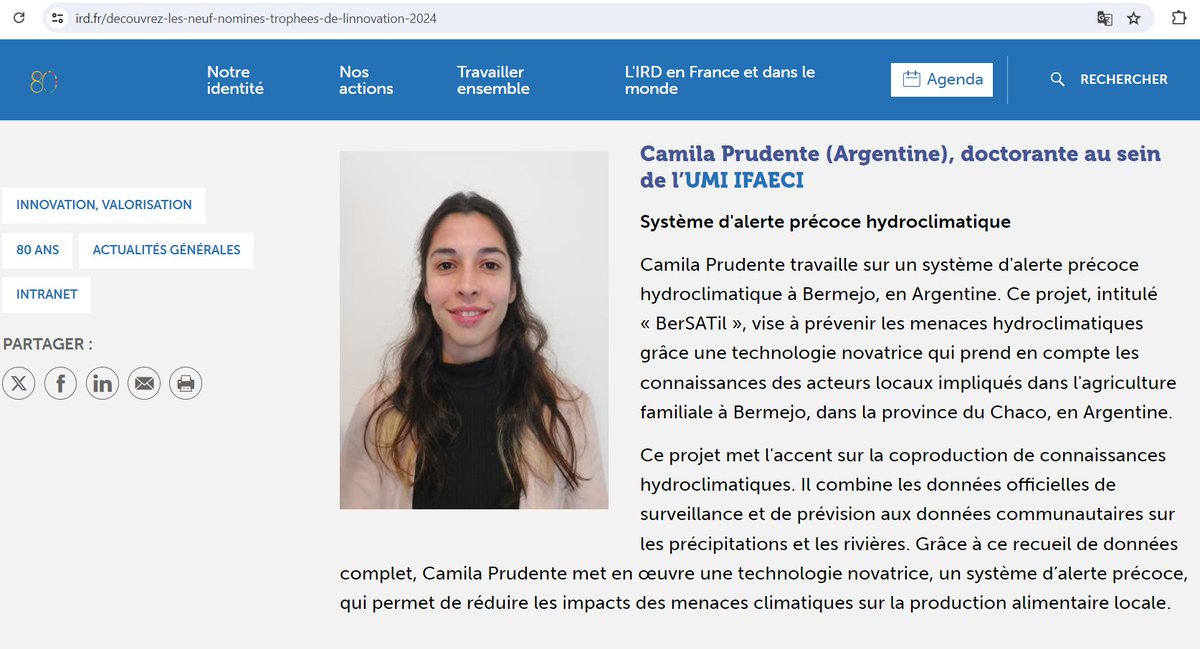 Centro de Investigaciones del Mar y la Atmósfera (@cima_science) on Twitter photo Camila Prudente <a href="/camila_pru/">Camila Prudente</a> es una de las tres nominadas por #AméricaLatina! ¡Gran logro!
<a href="/Exactas_UBA/">Exactas UBA</a> <a href="/CONICETDialoga/">CONICET Dialoga</a>
ird.fr/decouvrez-les-… Camila Prudente <a href="/camila_pru/">Camila Prudente</a> es una de las tres nominadas por #AméricaLatina! ¡Gran logro!
<a href="/Exactas_UBA/">Exactas UBA</a> <a href="/CONICETDialoga/">CONICET Dialoga</a>
ird.fr/decouvrez-les-…