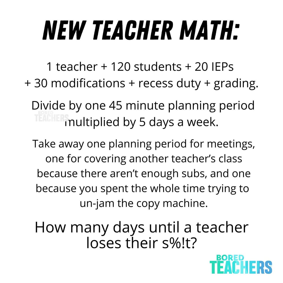 Bored_Teachers's tweet photo. No one's been able to solve that one yet... https://t.co/p5CSXVSZoh