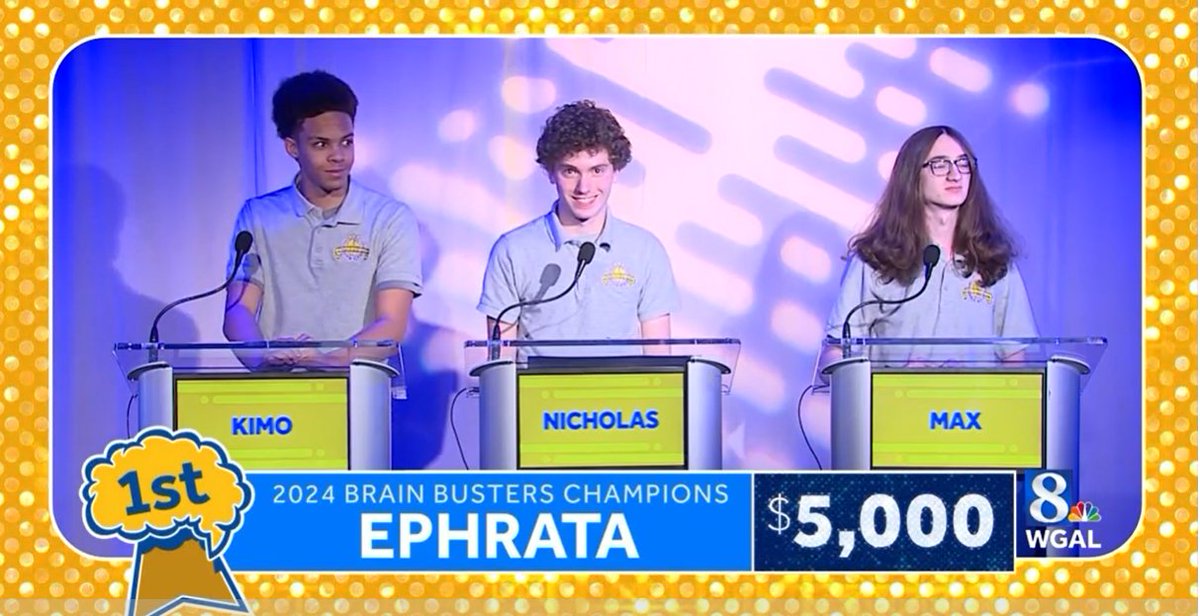 Check them out! 

Congratulations to the EHS Quiz Bowl Team for their win on WGAL's BrainBusters as the grand champions!

We are truly amazed by this team's knowledge and are thrilled to have the Quiz Bowl as one of the Foundation's Signature Programs.