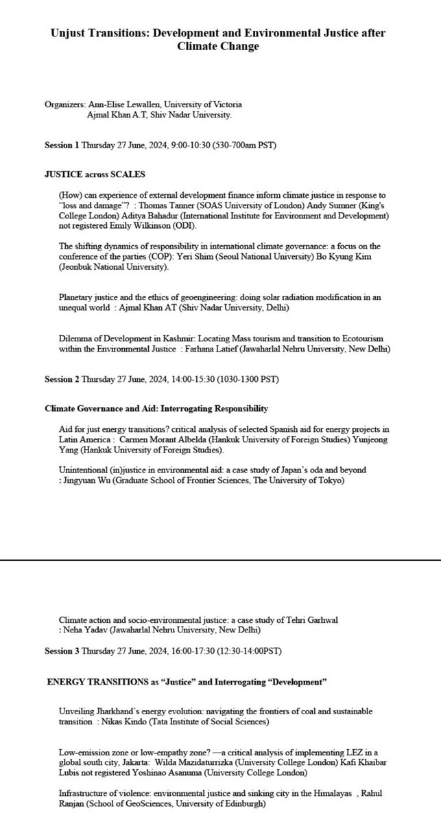 ajmalkhanat's tweet photo. I am co-organising a panel for Development Studies Association annual meeting 2024 " Unjust Transitions: Development and Environmental Justice after Climate Change" with a bunch of scholars from around the world. If anyone is in London and interested, please do join us tomorrow! https://t.co/daaLZ7f47p