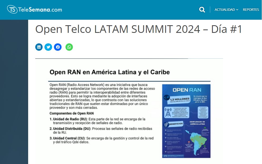 5GA_Brasil's tweet image. “Na América Latina, fala-se de Open RAN em #5G, mas também há experiências que foram desenvolvidas em 4G LTE na região com esta tecnologia” explica @Jose_F_Otero, VP da @5GA_Brasil, durante sua palestra de abertura do #OpenTelcoLatam, do @TeleSemana➡️buff.ly/4cCLHtS