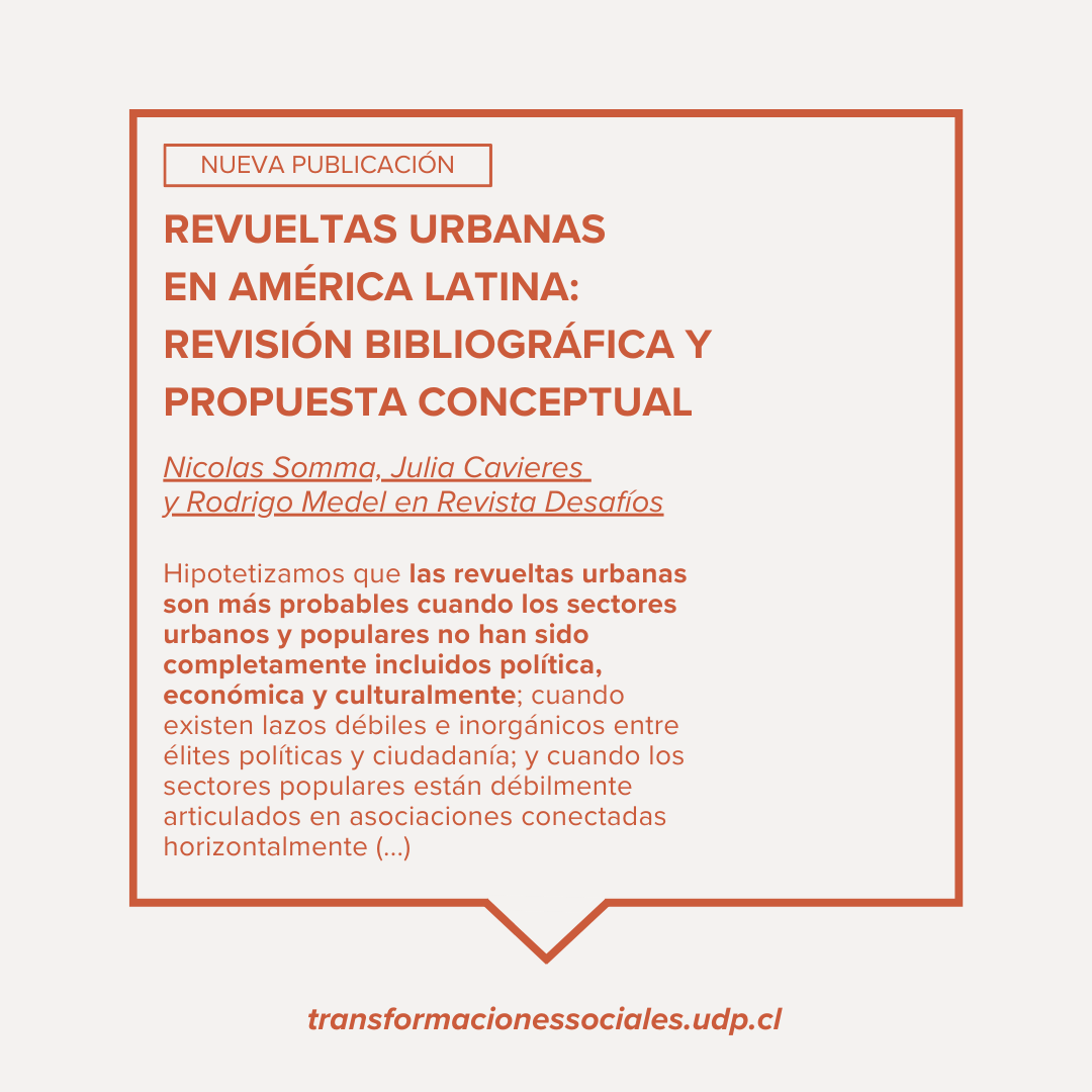 Laboratorio de Transformaciones Sociales (@labtranssocial) on Twitter photo ✨Julia Cavieres <a href="/cavieres_julia/">Julia Cavieres</a>, investigadora del laboratorio junto a Nicolas Somma y Rodrigo Medel, publican el artículo “Revueltas urbanas en América Latina: revisión bibliográfica y propuesta conceptual”
👉Pueden leer el artículo en qrcd.org/5jap🔗 ✨Julia Cavieres <a href="/cavieres_julia/">Julia Cavieres</a>, investigadora del laboratorio junto a Nicolas Somma y Rodrigo Medel, publican el artículo “Revueltas urbanas en América Latina: revisión bibliográfica y propuesta conceptual”
👉Pueden leer el artículo en qrcd.org/5jap🔗