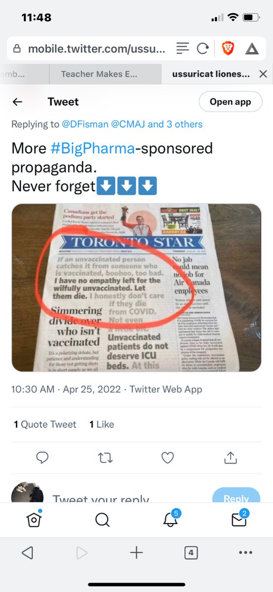 IBAConservative's tweet photo. @BonnieCrombie @johnfraser This is how F gross #TrudeauLiars are!
Don’t you F dare!
#TrudeauTreason
#LiberalTreason took direction from unelected #DefunctWHO to impose most egregious unscientific medical malfeasance on 🇨🇦s
Winnipeg lab involved!
Usurped parental & familial rights!
#TrudeauForcedInjections https://t.co/QcvVKpqVfJ