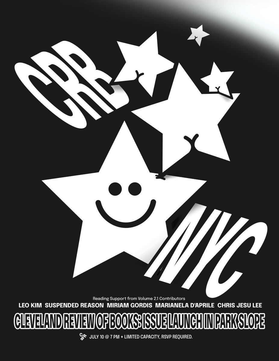 clereviewbooks's tweet photo. Vol. 2.1 launch, NYC edition. 7/10 at Secret Location (RSVP to know). Readings from contributors and friends Leo Kim, @suspendedreason, @miri_yam_, @maridapr, @JesuInToast. Shooting stars. Five stars. Stars in space? RSVP (limited):
https://t.co/mYlALOPFUB https://t.co/PZw1ZAToP9