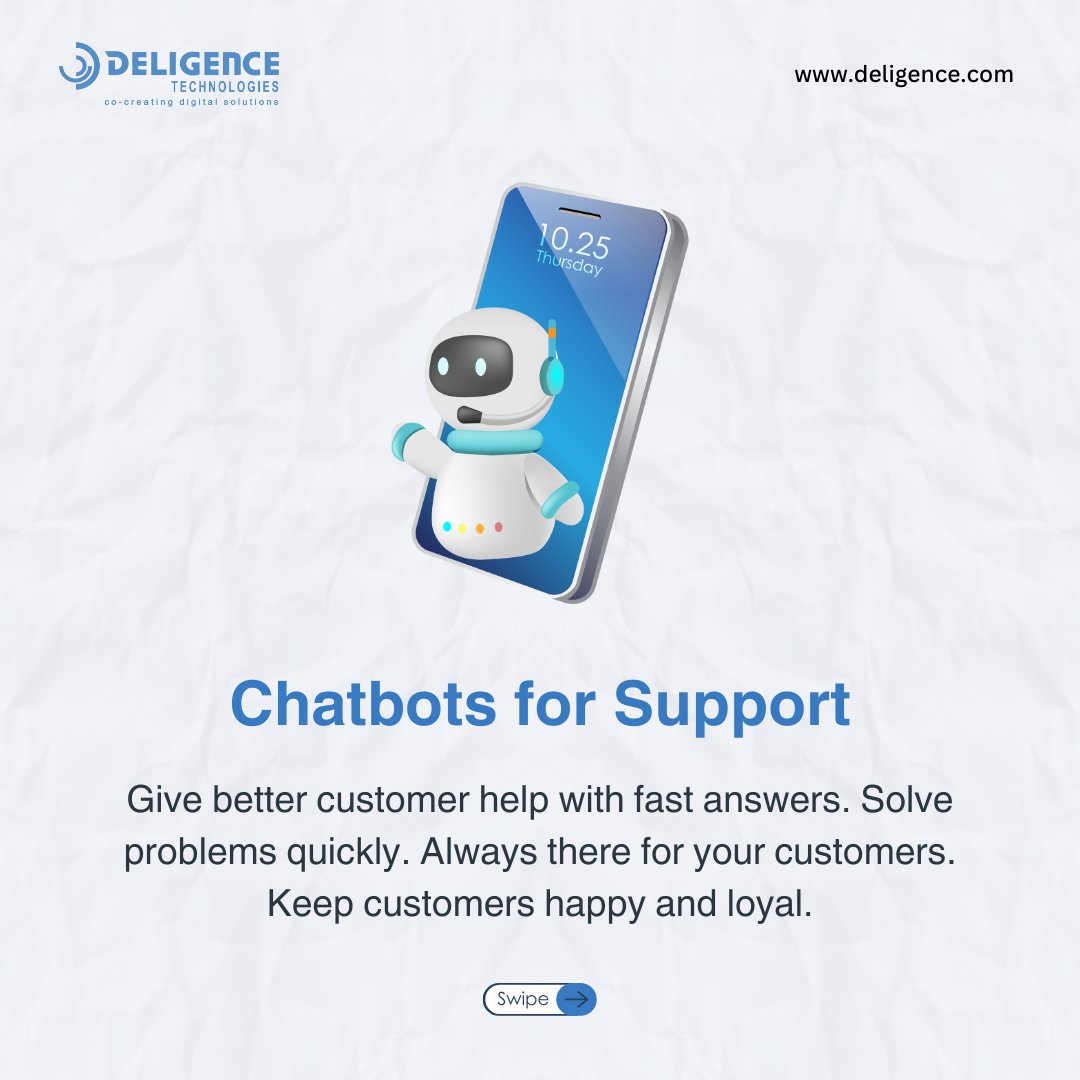DeligenceTech's tweet photo. Benefits of custom ChatGPT-powered chatbots designed specifically for your business needs. 
Contact us today to learn how our bespoke chatbots can improve your business and start creating your perfect solution now!

https://t.co/Sez19wN5gB

#ai #chatgpt #customchatbot #aiservices https://t.co/2V0XTaxF96