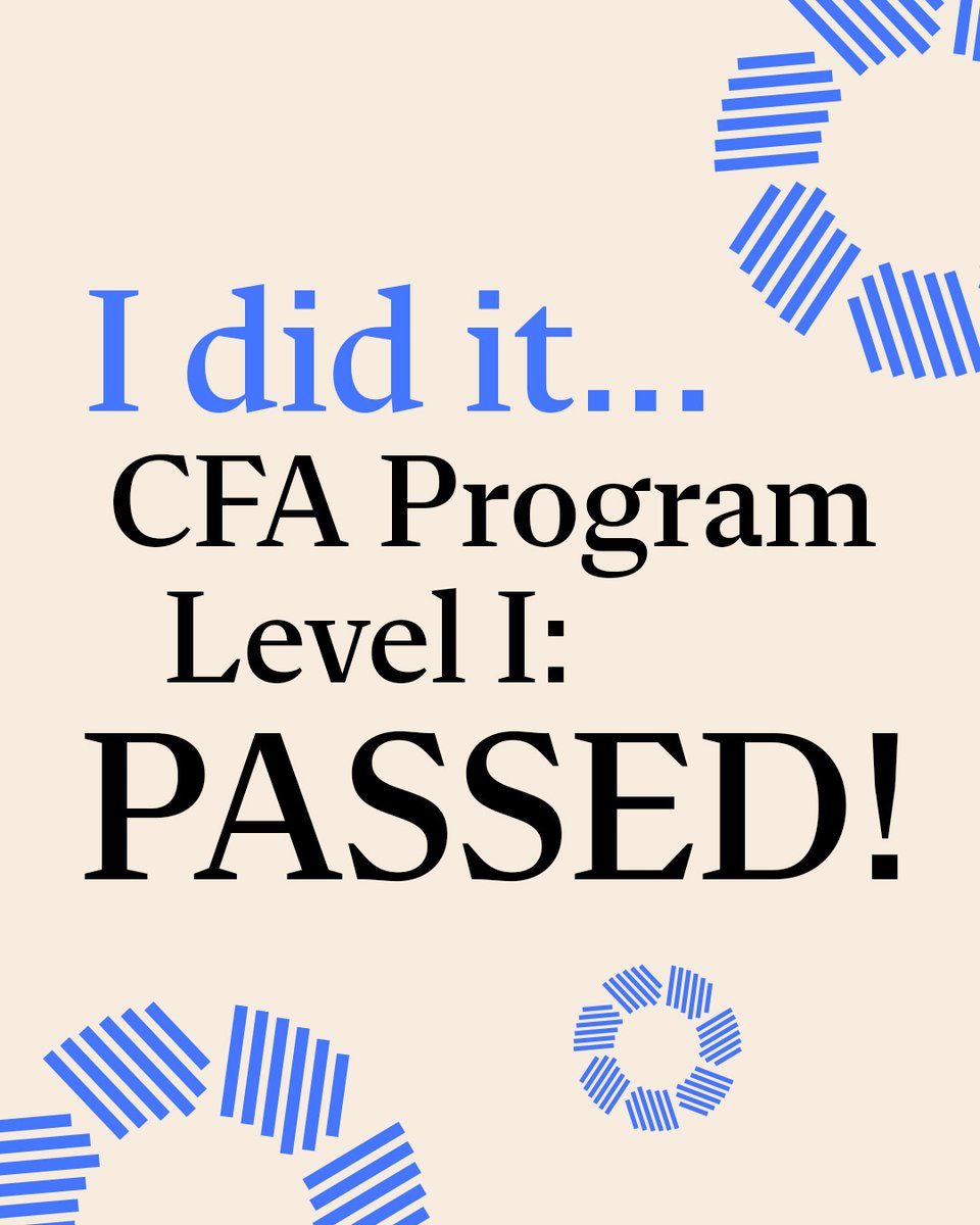 CFAProgram's tweet photo. Celebrate Your Success!

Congratulations to everyone who passed the CFA Program Level I exam. Your commitment and efforts have paid off! 🎉

Share your success and let us know how you’re feeling by using the hashtag #CFAExamPassed. 

Check your results: https://t.co/OCW0BjgPo2 https://t.co/zlmbL2Lv7H