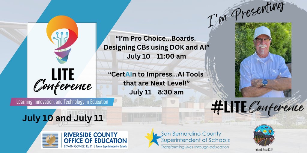 Back from ISTE and now on to the #LITEConference! I have two sessions that I would LOVE to have you at! Over 50 different sessions to choose from! Get yourself here! <a href="/RCOE_IS/">RCOE Instructional Services</a> <a href="/RCOE/">RivCo Office of Education</a> <a href="/cueinc/">CUE</a> <a href="/SBCSS_EdTech/">SBCSS Digital Learning/Computer Science Education</a>
