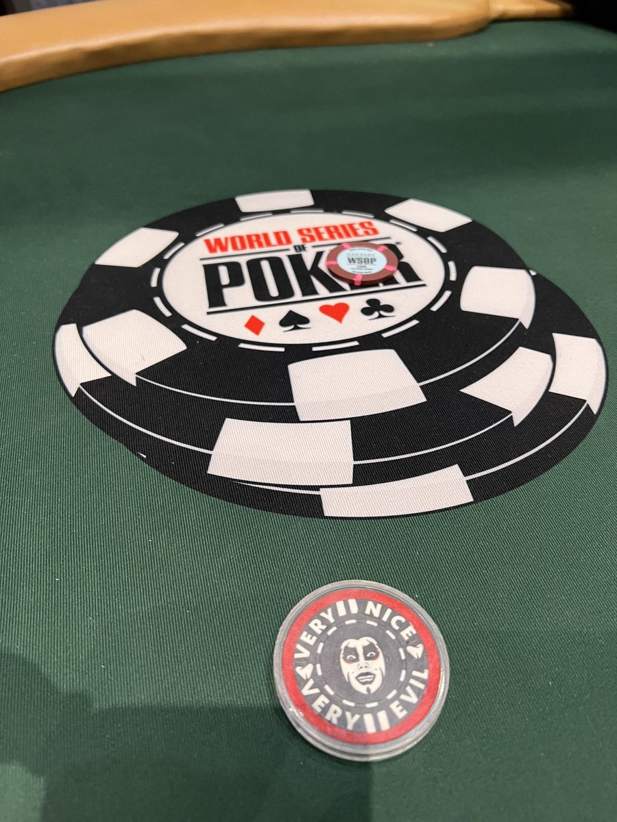 rickoh19's tweet image. Ready to battle at the @WSOP and @DanhausenAD is along for the ride. Day #1 of at least 14 straight days of Poker madness. Please curse my opponents Danhausen!