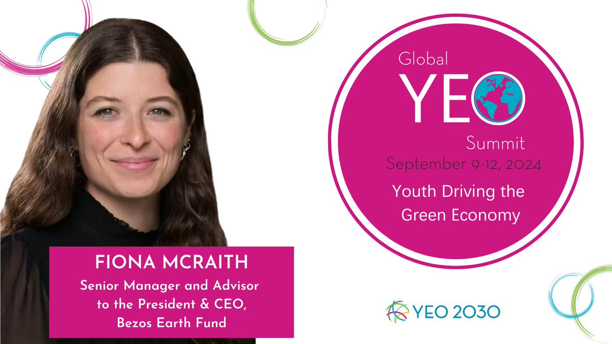 Youth Economic Opportunities (@youtheconopps) on Twitter photo We’re excited to have Fiona McRaith, Senior Manager and Advisor to the President & CEO of <a href="/BezosEarthFund/">Bezos Earth Fund</a>, as a Headlining Speaker at the 2024 #GYEOSummit! Learn more about Youth Driving the Green Economy and secure your spot at the Summit today: ow.ly/iVEf50SpZIg We’re excited to have Fiona McRaith, Senior Manager and Advisor to the President & CEO of <a href="/BezosEarthFund/">Bezos Earth Fund</a>, as a Headlining Speaker at the 2024 #GYEOSummit! Learn more about Youth Driving the Green Economy and secure your spot at the Summit today: ow.ly/iVEf50SpZIg