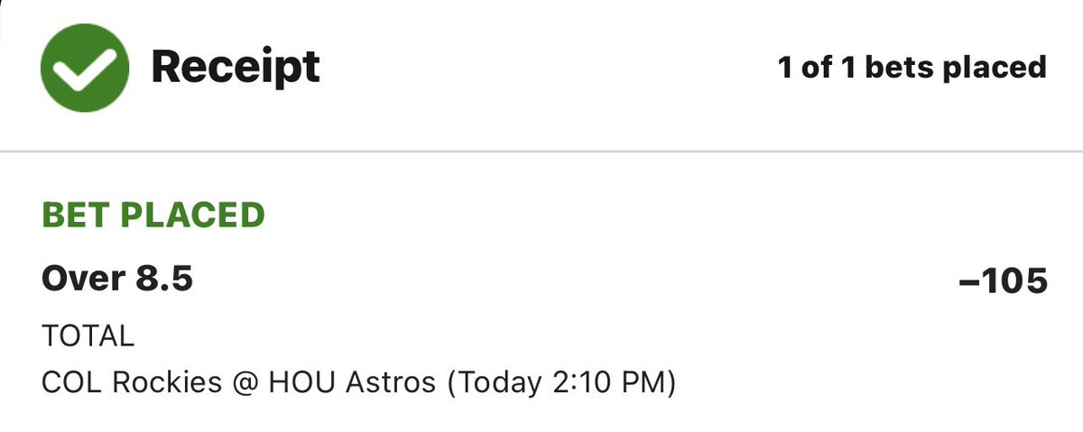 Daily <a href="/TrustTheData/">🧠Trust The Data🧠</a> MLB Pick

COL @ HOU Over 8.5
-105

Record: 47-42 (52.8%)
Units: -0.97
Streak: L1

⚾️Ryan Feltner has a 6.65 ERA since May 1st (47.1 IP)
⚾️In his last 2 starts, Spencer Arrighetti has a 15.88 ERA (5.2 IP)
⚾️Astros are hitting .319/.361/.495 over last 7 days