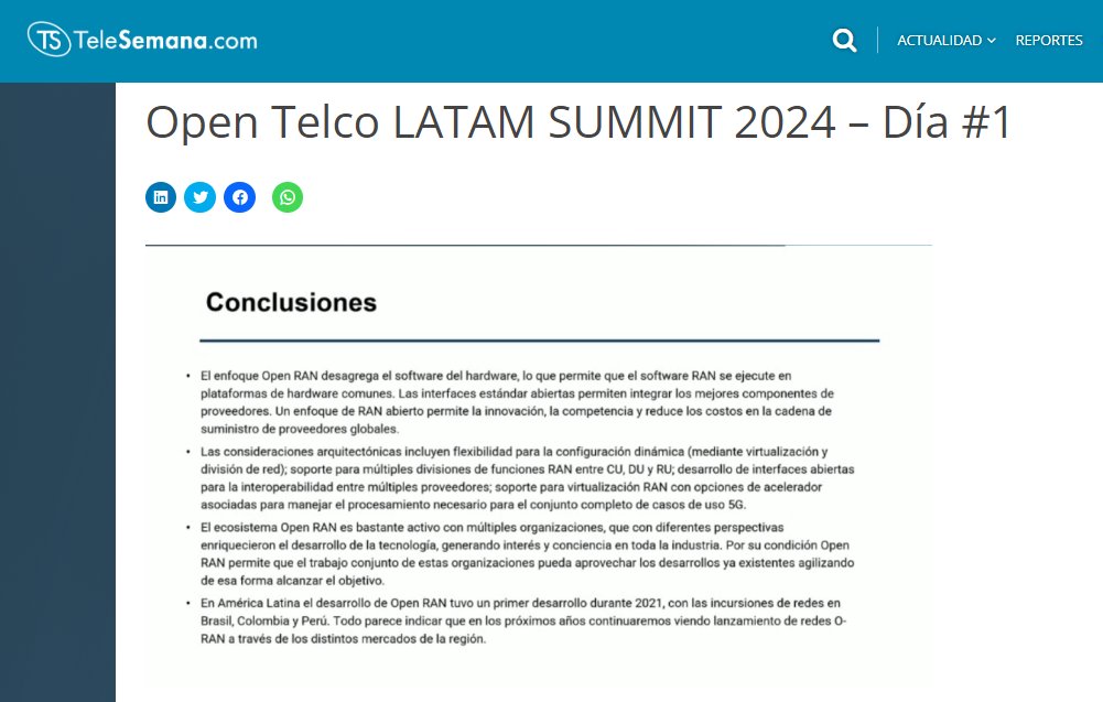 5GA_CALA's tweet image. “Todo parece indicar desde una perspectiva político económica que va a haber grandes inversiones en para el desarrollo de infraestructura Open RAN en América Latina y el Caribe” concluye @Jose_F_Otero en #OpenTelcoLatam de @TeleSemana.