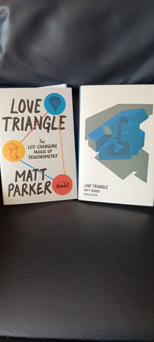 Ted_Rex's tweet image. YAY! The posty has just dropped off my copy of Matt Parker's  ( @standupmaths ) new book #LoveTriangle we ended up with the very natty Triangle Edition signed copy, it reminds me of the paper geometric models at the Science Mueseum. So, thanks for the book sorry about the hand!