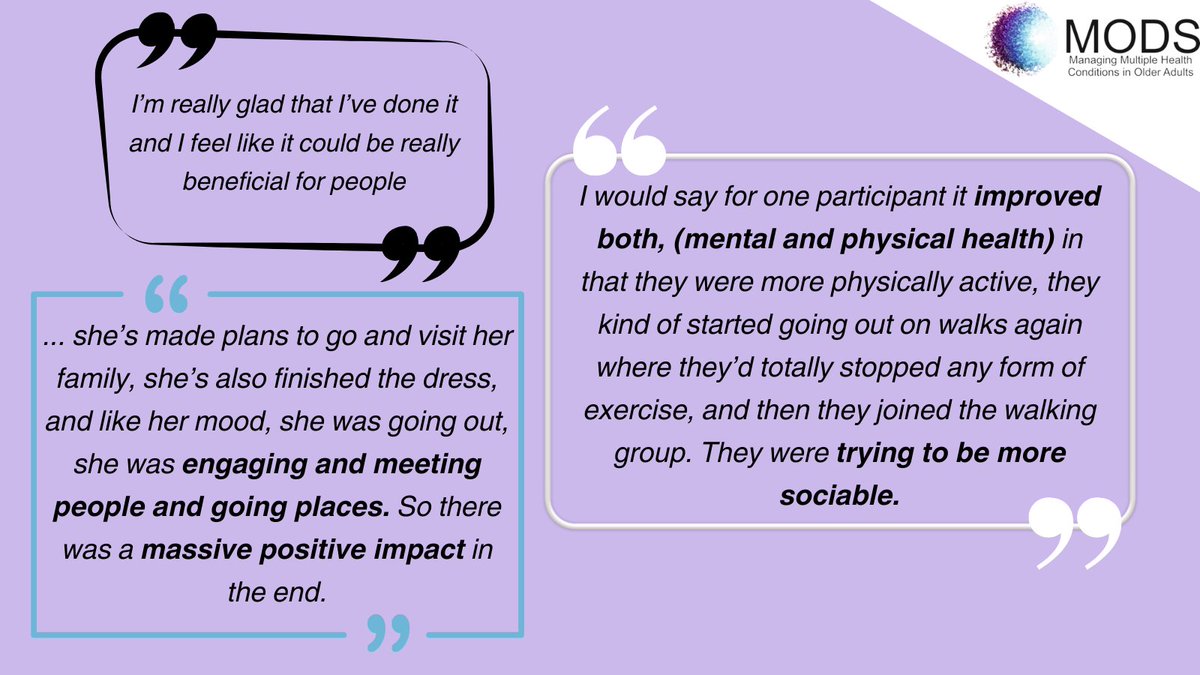 MODS_Research (@mods_research_) on Twitter photo Our MODS Support Workers had great things to say about deivering the MODS #BehaviouralActivation intervention! #research #mentalhealth Our MODS Support Workers had great things to say about deivering the MODS #BehaviouralActivation intervention! #research #mentalhealth