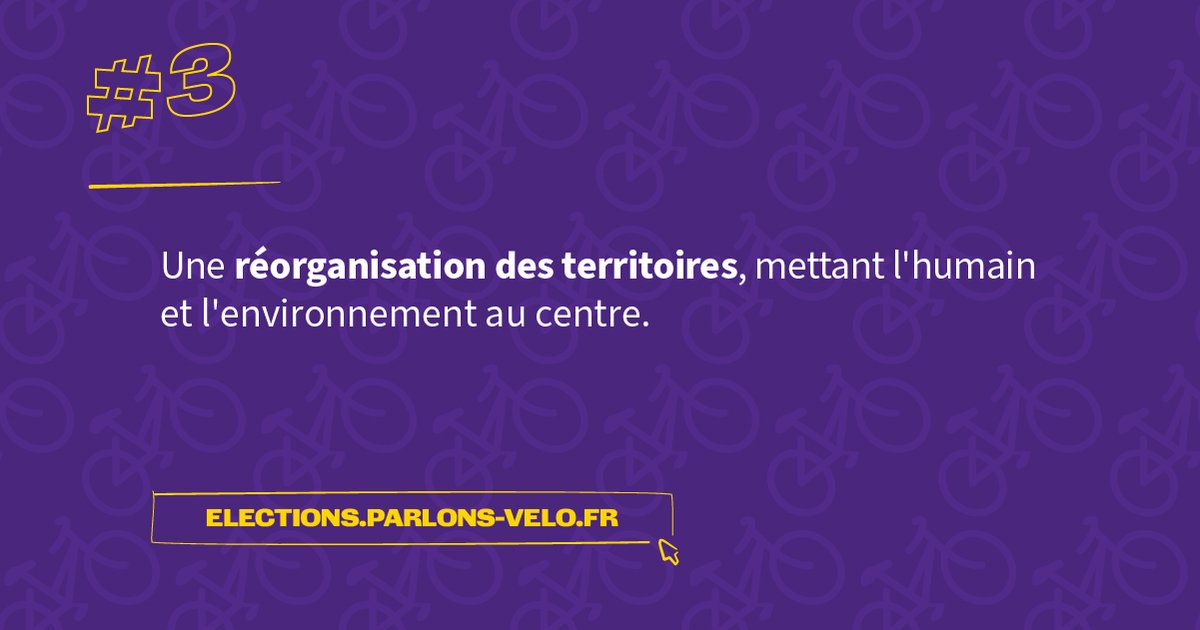 [Liberté, égalité, fraternité, mobilité]
Mesure 3️⃣ : organiser nos territoires en plaçant l'humain et l'environnement au centre pour rendre accessibles à pied, à vélo ou en transport en commun les activités du quotidien !
👉 Lire le Manifeste complet : elections.parlons-velo.fr/2024/legislati…