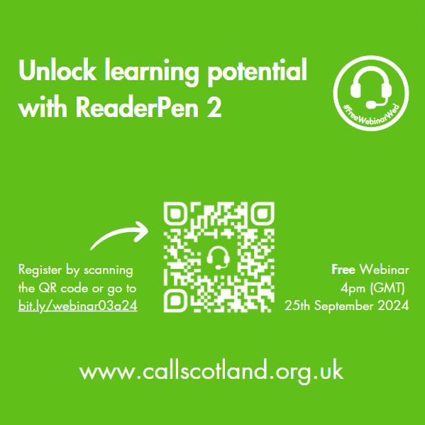 CALL Scotland (@callscotland) on Twitter photo You still have time to register for this week’s #FreeWebinarWed when we will be joined by Jim from <a href="/ScanningPens/">Scanning Pens</a> to hear all about ReaderPen 2 and how this could support your learners.
Join us live or you can catch up later on demand.
bit.ly/webinar03a24 You still have time to register for this week’s #FreeWebinarWed when we will be joined by Jim from <a href="/ScanningPens/">Scanning Pens</a> to hear all about ReaderPen 2 and how this could support your learners.
Join us live or you can catch up later on demand.
bit.ly/webinar03a24