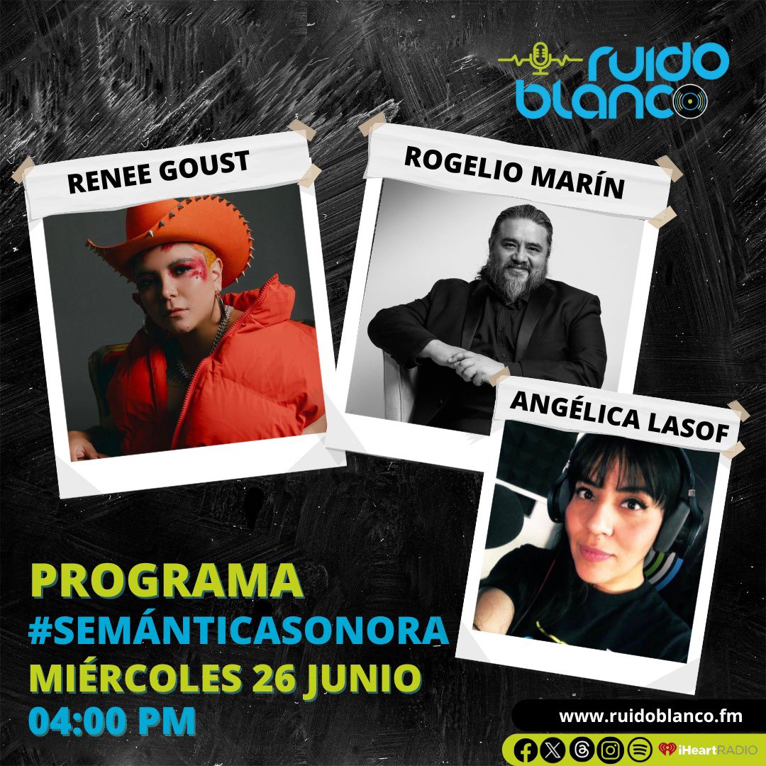 Lasof721's tweet photo. Hoy en #SemánticaSonora 156 platicaré con #RenneGoust quien a través de sus letras y música visibiliza situaciones sociales de la comunidad #LGBTIQ+ y en #Intermedio me acompañará #RogelioMarín de #DanzaVisual que viene a invitarnos a su espectáculo #NoyolloOpus52 @ruidoblancofm https://t.co/qVYXswpGG9