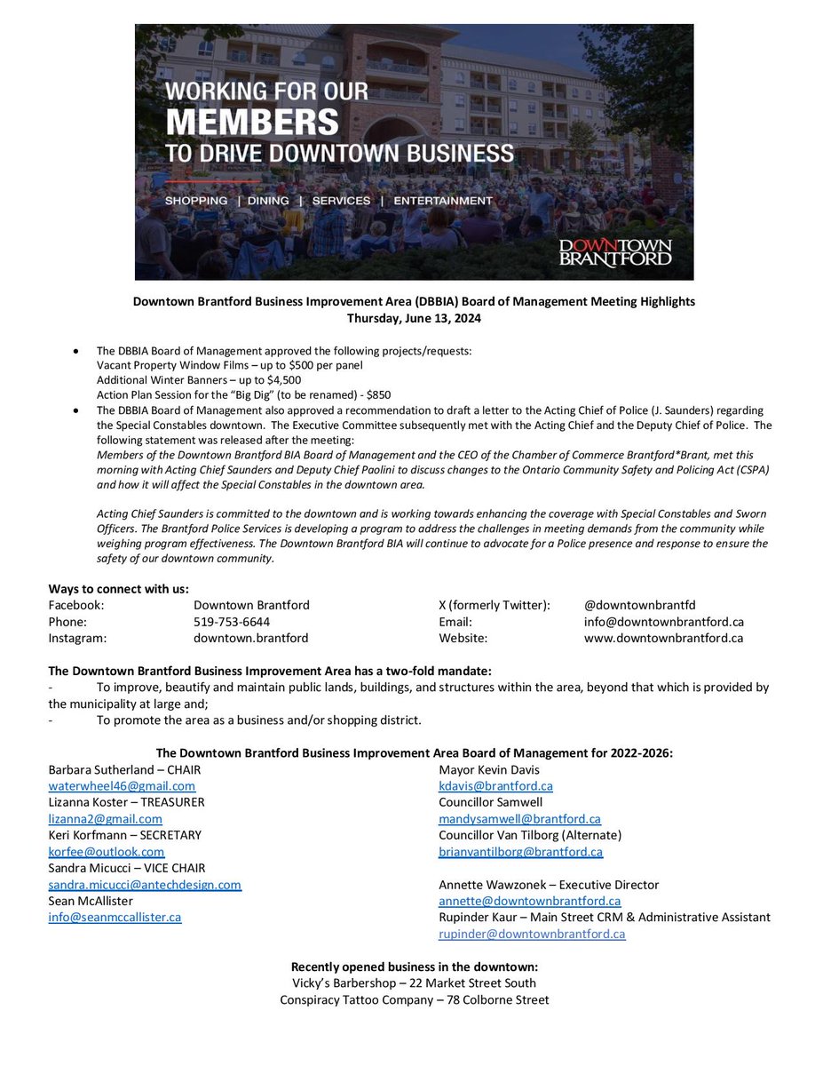 June 13, 2024 DBBIA Board of Management meeting highlights.