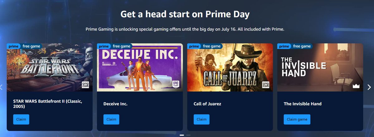 WebtrainGaming's tweet image. Game deals! Before Amazon Prime Day arrives on July 16 and 17, Prime members can grab 15 free PC games. Some are available now, others will be unlocked between now and Prime Day amzn.to/3zfJ0QO